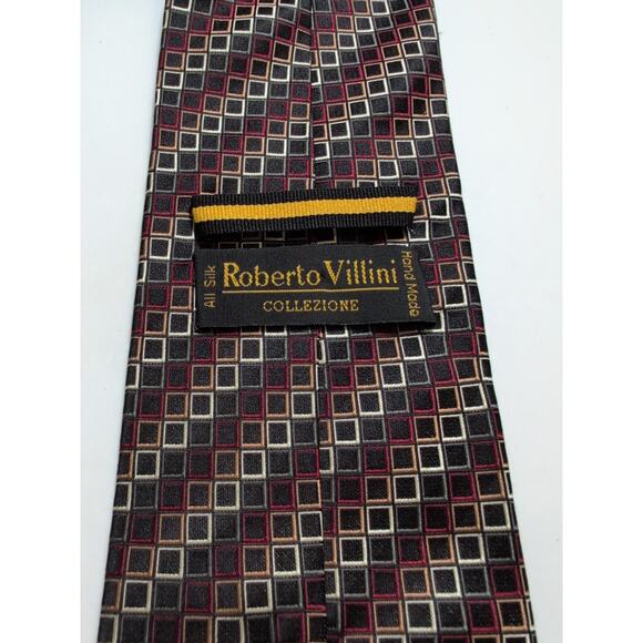Roberto Villini Couture Mens Necktie Handmade 100% Silk 57.5" X 4" - Picture 3 of 6